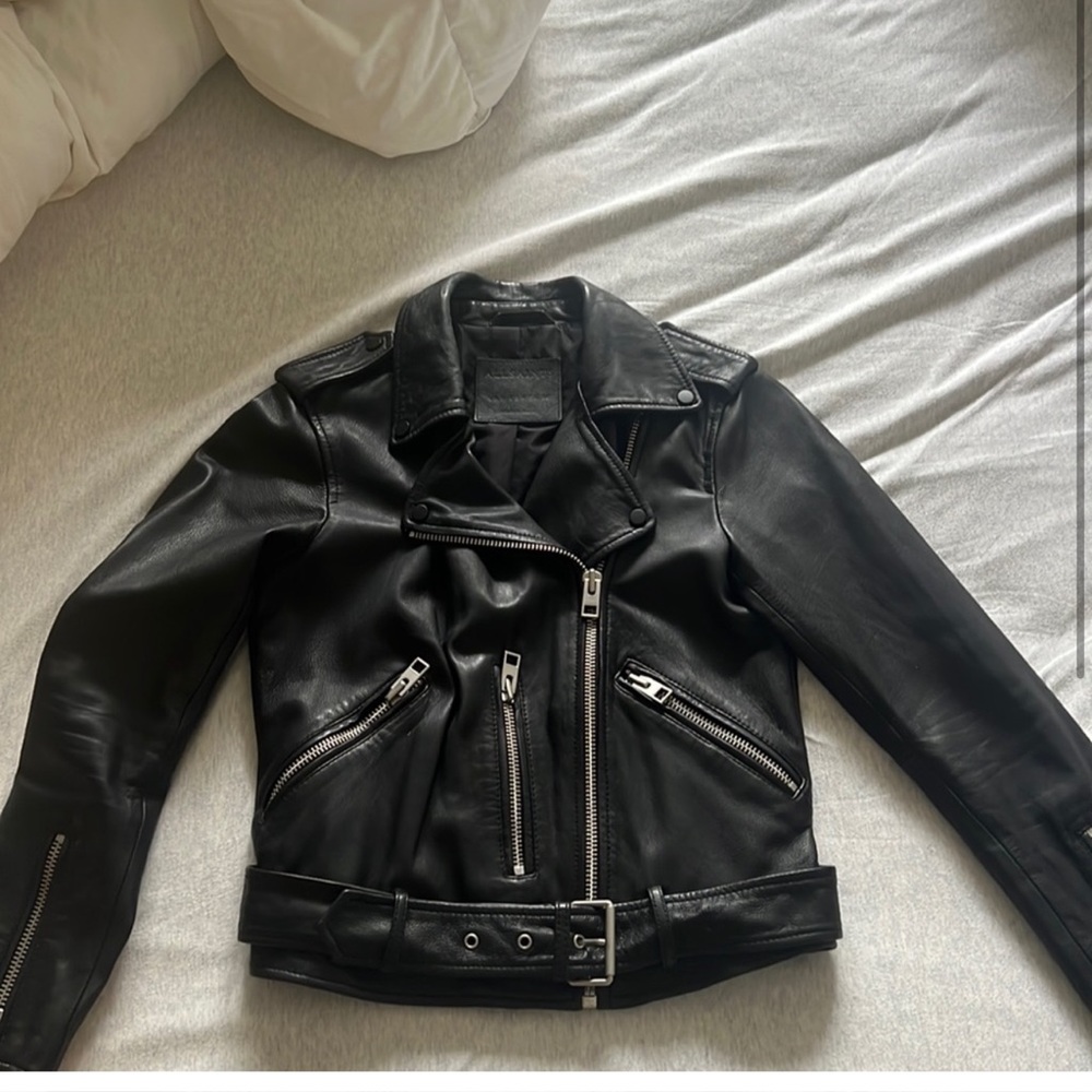 All saints leather jacket.